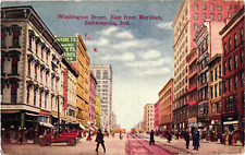 Washington Str East from Meridian Shops Cars Indianapolis IN Postcard c1910 picture