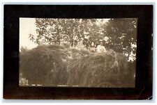 1910 Farming Hay Workers Field Ely Iowa IA RPPC Photo Posted Antique Postcard picture