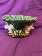 LEFTON - TWO RABBITS PEDESTAL CERAMIC COMPOTE / FRENCH COTTAGE BOWL  picture