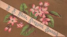 1880s-90s Pink Flowers J.A. Blake Druggist Ipswich MA Trade Card picture