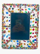 Vintage Large Glass Bead Picture Frame Photo Boho Wired 9.5