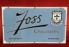 Rare Antique 1930’s Foss Chocolates Boston Porcelain Enamel Advertising Sign picture