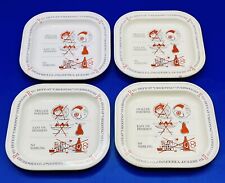 Set of 4 Vintage Tin Trays Prescription To Defeat Creeping Overweight 3.5” picture