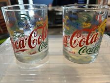 COCA COLA Drinking Glasses  Red, Green, Blue, Yellow Lettering picture
