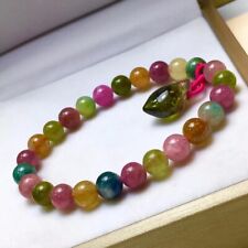 7mm Top Natural  Tourmaline Crystal Rubellite Round Bead Bracelet picture
