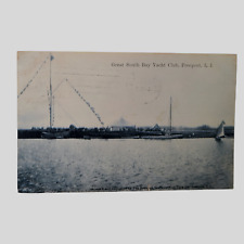 1910 RARE Freeport Long Island LI Great South Bay Yacht Club NY Postcard Vintage picture