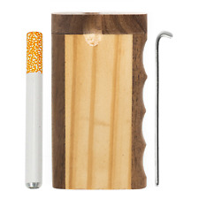 Duo Wooden Dugout Stash Box & One Hitter Pipe Bat Tobacco Smoking Set - USA picture