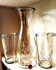 Set of 2 Glass Tumblers and 1 Carafe with Rooster and 
