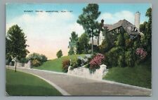 Sunset Drive Residential Home Anniston AL Alabama c1940s Linen Postcard Unposted picture