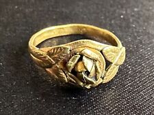 RARE Antique French Victorian era Gold plated Ring with a Hidden religious medal picture