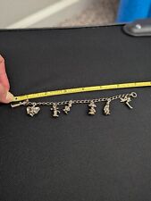 Vintage Disney Charm Bracelet, 7 inches, Silver Tone, 6 Charms picture