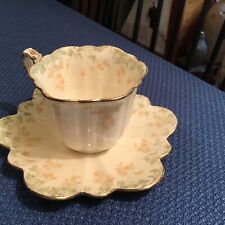 Antique Early Pre- Shelley Foley China Cup & Saucer Scalloped Leaf Pattern picture