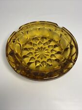 Vintage Amber Gold Crystal Cut Glass Ashtray 6