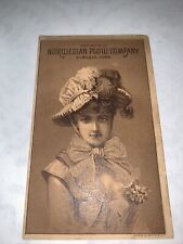 Vintage Advertisement Card Norwegian Plow Company Dubuque Iowa Girl Hat picture