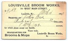 1902 Postcard Louisville Broom Works 741 W Main St. Brooms Mops Kentucky picture