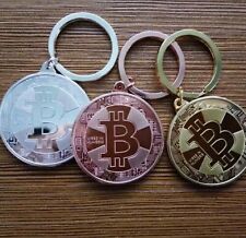 BITCOIN Coin BTC Keychain Cryptocurrency Keyring Key Fob Pendant GOLD SILVER picture