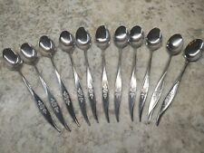(11) Hanford Forge Avon Rose Stainless Flatware Ice Tea Spoons 7.5
