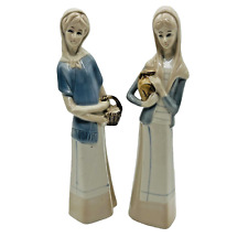 Vintage Porcelain Peasant Lady Figurines Set of 2 Maidens 1990s by IMCOR 10