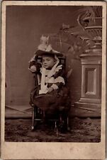 Interesting Image of Child in Chair with huge Hat Cabinet Card Photo, 1800s picture