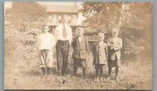 Brothers 5 Boys Family Photo Vintage RPPC Postcard Divided Back Unposted picture