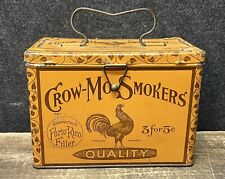 Antique 1910s Crow-Mo Smokers Cigars 3x5¢ Lunch Box Tobacco Tin Richmond VA Rare picture