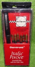 Osmiroid Vtg 1974 Italic Pen Set 6 Nibs Calligraphy Writing #17515, w/Guide picture