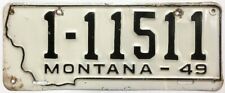Montana 1949 License Plate 1-11511 Silver Bow County Original Paint picture