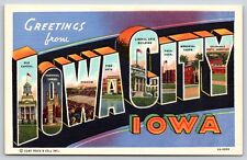 Iowa City~Labeled Views~Large Letter Linen~Vintage Postcard picture