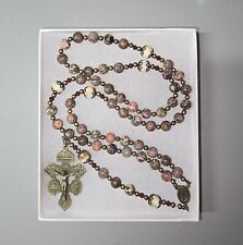 Large One Of A Kind Hand Crafted Rosary Made With Natural Red Leopard Fur Jasper picture
