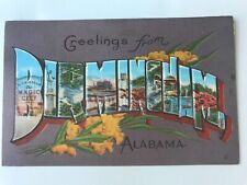 Birmingham AL Alabama Large Letter Greetings  Postcard w/ View Key 1940's picture