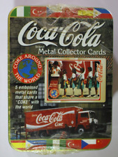 1996 Coca Cola Coke Around The World 5 Metal Cards Brand NEW Factory Sealed Tin picture