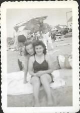 Vintage FOUND PHOTOGRAPH bw A DAY AT THE BEACH Original Snapshot JD 110 3 C picture