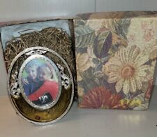 Vintage- Like 1928 Company  PICTURE FRAME With Pressed Flowers 2x3 Size  W/ Box picture