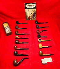 VTG ESTATE LOT 16 Tobacco Pipes Mixed Brands Briars + Corn Cobb & Clay-Book/Box picture