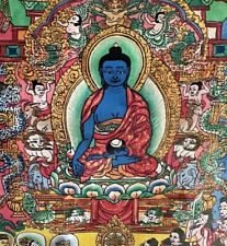 Handmade Silk Thangka Brocade Medicine Buddha Tibetan Buddhism 39x24” Wall Art picture