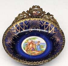 Antique LA CHATEAU porcelain trinket dish with bronze mount. picture