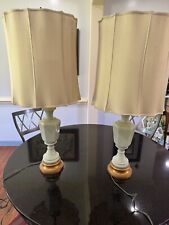 Rembrandt Torchiere Lamps 33”H Pair Ceramic Mint Green Gold Vintage W/Shades picture