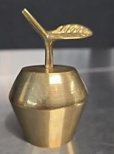 Collection Antique Art bronze Cute Apple Hand Bell Desk Decor  3.5 X 3 ” Used picture