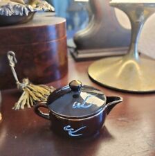 VTG Very Small Tea Pot Lusterware Brown Floral Golden Trim Handpainted Pre-owned picture