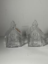 Set of 2 Vintage Anna Hutte Bleikristall Crystal Church Votive Candle Covers picture