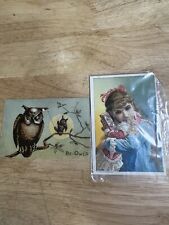 Antique Pair Of Victorian Trade Cards Blood Bitters/Be-Owl’d picture