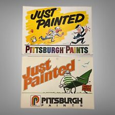 2 Vintage Just Painted Pittsburgh Paints Signs  Wet Paint New Old Stock picture