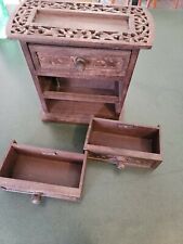 VINTAGE HAND CARVED TEAK CHEST JEWELRY BOX picture