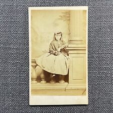 CDV Photo Antique Portrait Girl in Hoop Skirt Dress Hat Overcoat Jersey UK picture