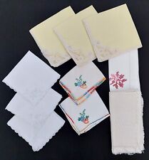 10 pcs - White/Off White/Yellow Cotton/Linen Napkins - Lot (1-9x10/1-10sq/3-11sq picture