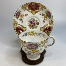 Tuscan Royal Tuscan Footed Cup Saucer Set Provence Maroon Bone China England picture