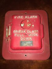 Vintage Simplex Fire Alarm Pull Station Box Red Cast Iron Notifier Curved Edge picture