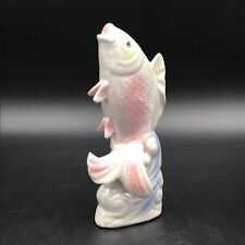 Vintage Ceramic Lusterware Pastel Fish Shaped Statue 8” picture