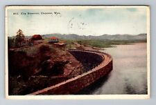 Cheyenne WY-Wyoming, City Reservoir, Aerial, Vintage c1929 Souvenir Postcard picture