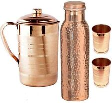 Combo pack Pure Copper Jug with Copper Hammered bottle and 4 Copper Glasses set  picture